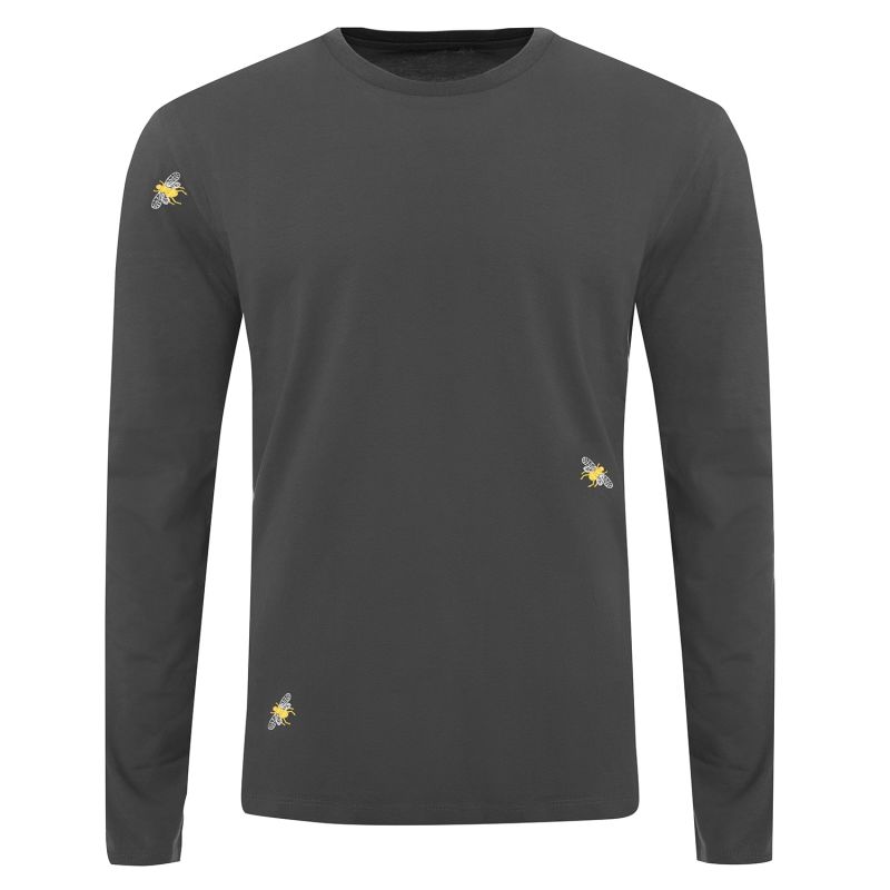 Bee Embroidered Long Sleeved Top Anthracite Men image