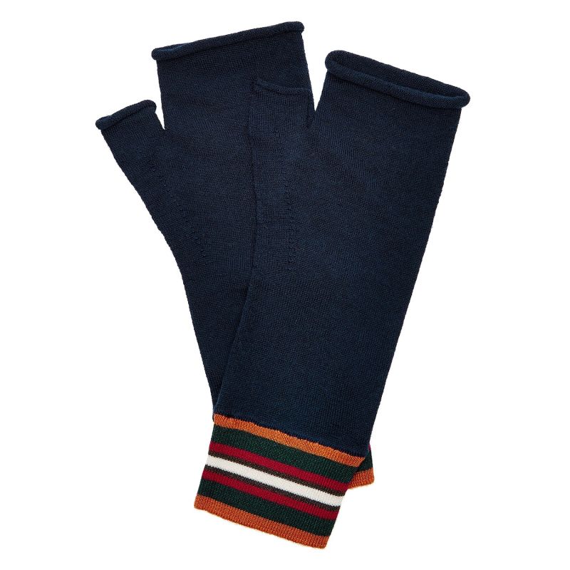 Navy Extrafine Merino Fingerless Gloves image