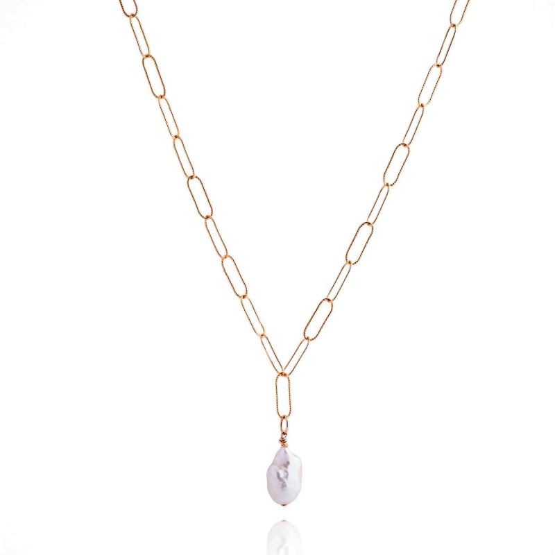 Nacre Gold Chain & Ivory Baroque Pearl Necklace image