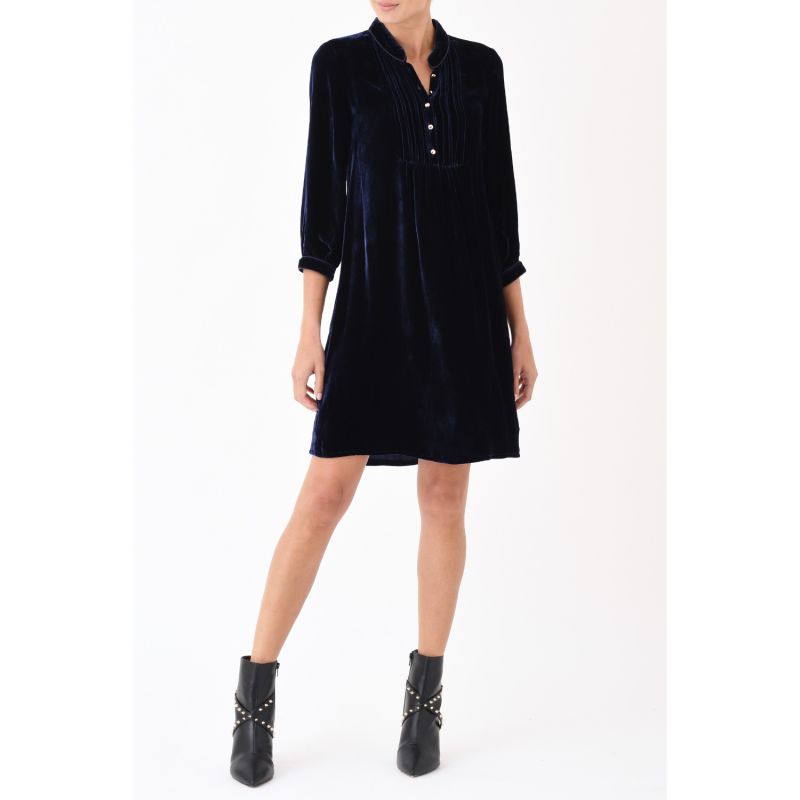 Chloe Dress Navy Velvet image