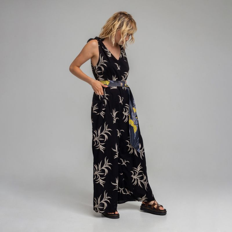 Nana Printed Zipped Wide Palazzo Leg Jumpsuit image