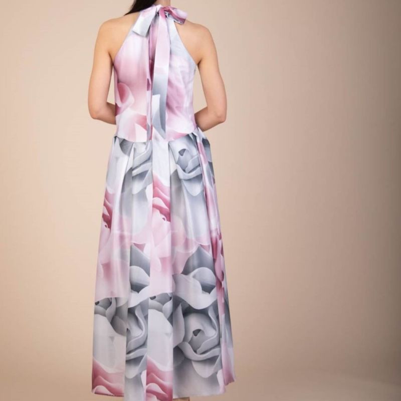 Nancy Print Silk Satin Maxi Length Dress image