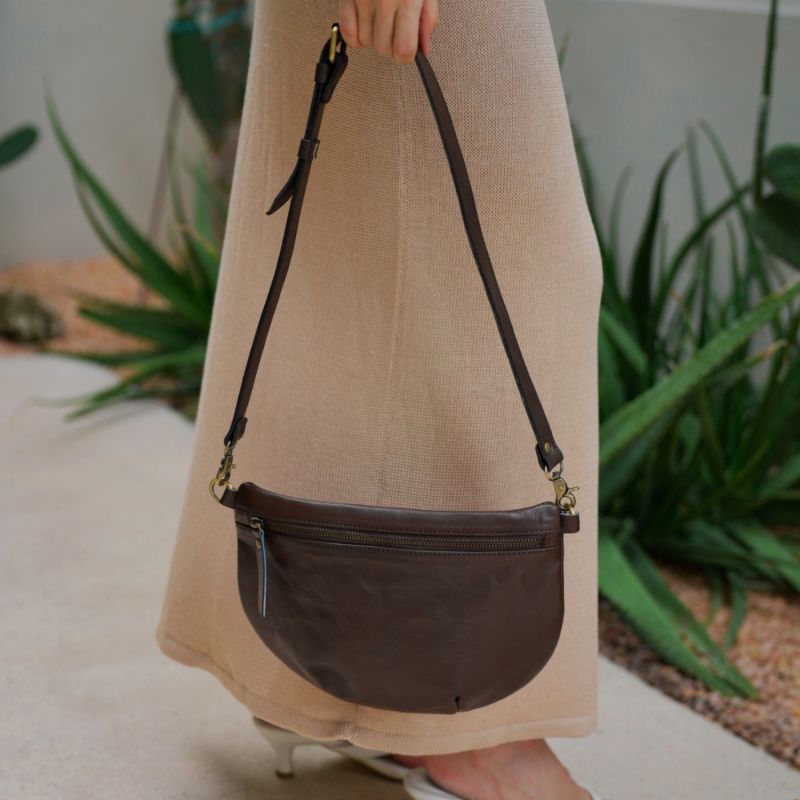 Naomi Leather Sling Bag - Dark Brown image