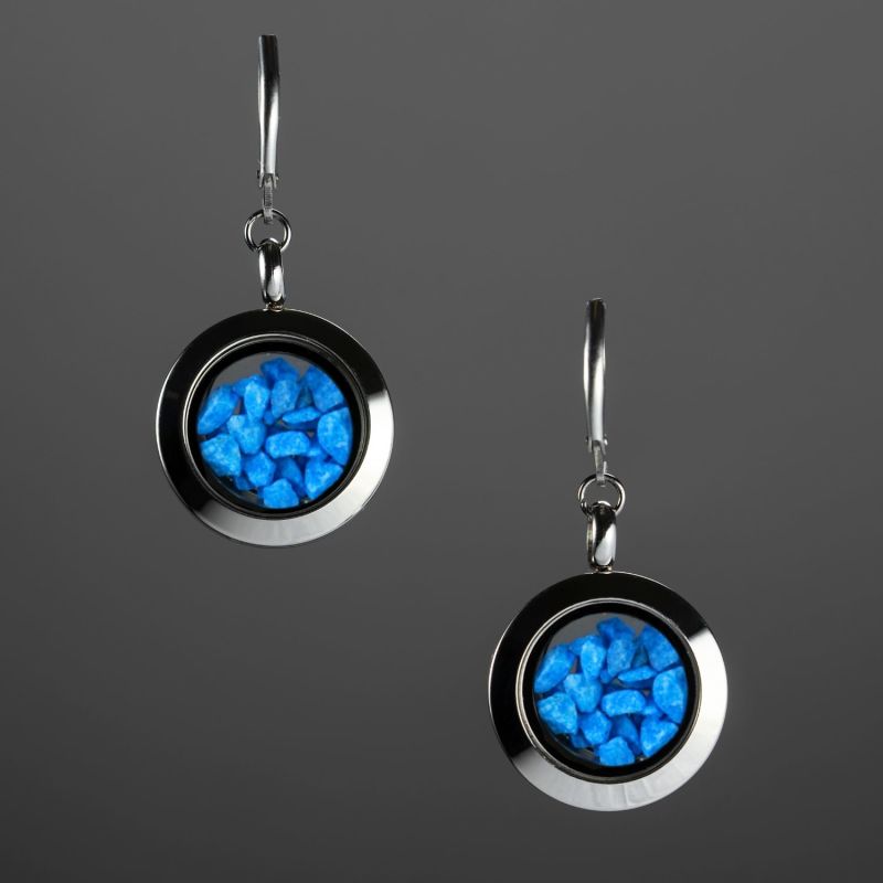 Natural Blue Stones Stainless Steel Dangle Earrings Midi Size image