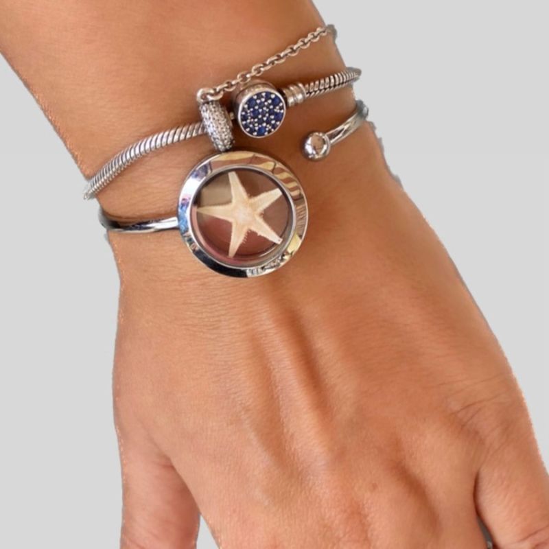 Natural Nude Color Starfish Stainless Steel Bracelet - Vacation On The Beach image