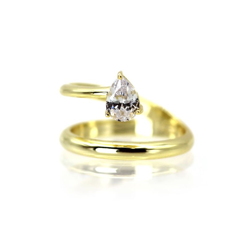 Natural Pear Cut Lab Grown Diamond Yellow Solid Gold Ring image