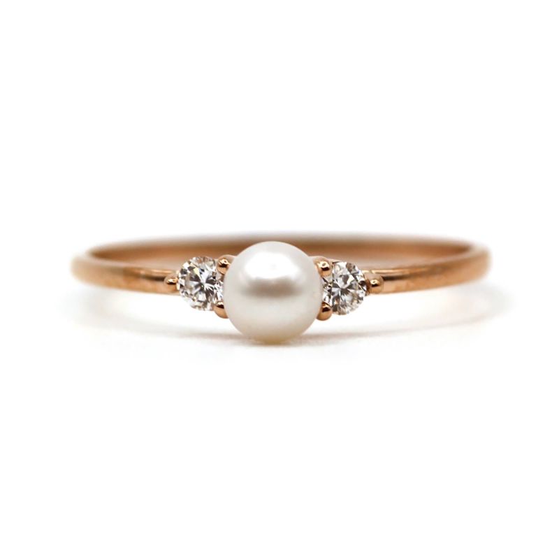 Natural Pearl And Diamond Rose Gold Ring image