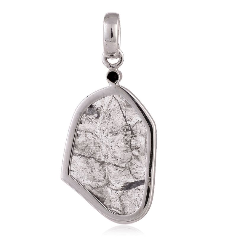 Natural Unshaped Slice Diamond Pave In 18K White Gold Designer Pendant image