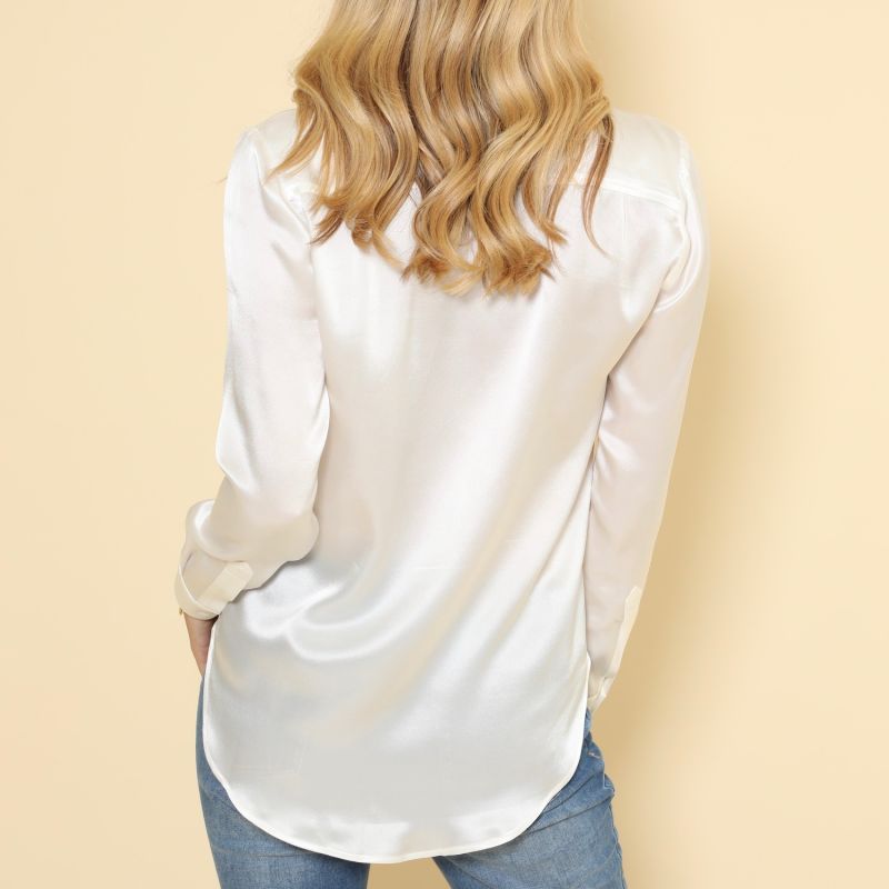 Ann - White Loose Gots Certified Organic Peace Silk Shirt image