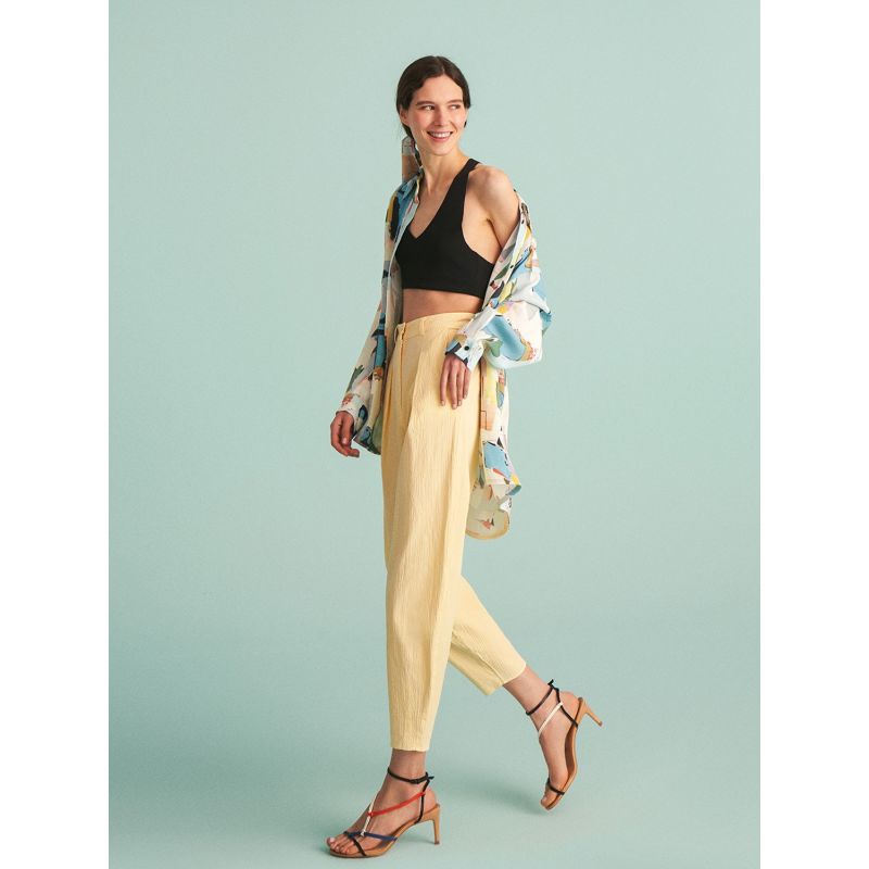 Yellow Slouchy Pants With Darts image