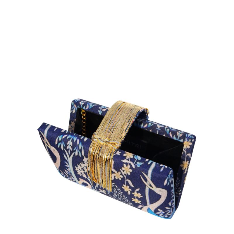 Navy Bird Fringe Clutch image