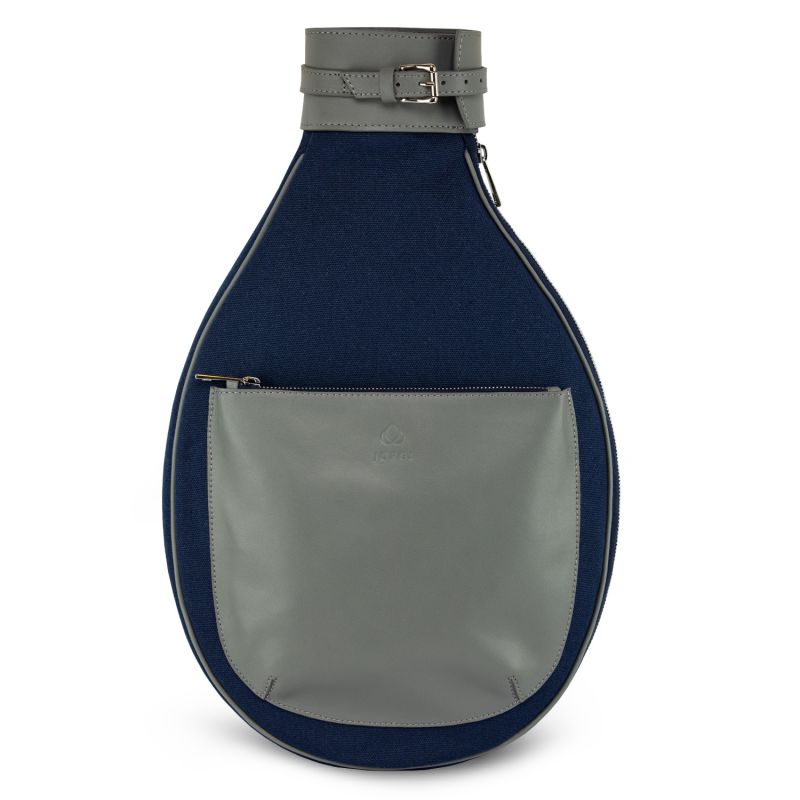 Navy Canvas & Grey Leather Tennis Racket Bag image