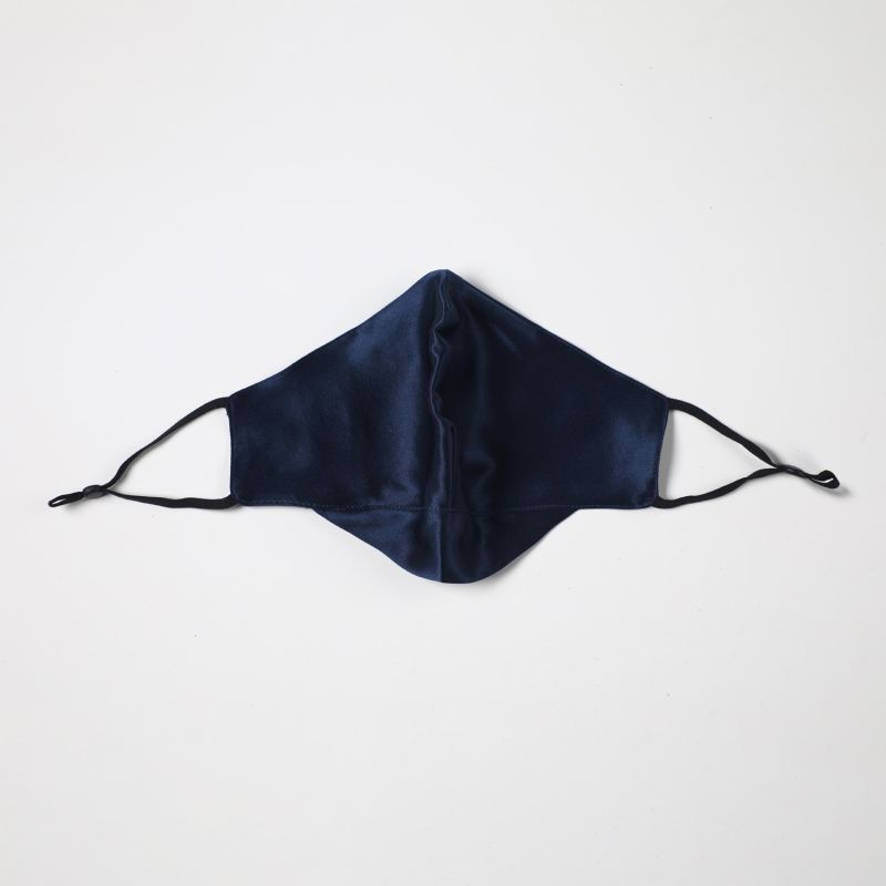 Navy Large Double Layer Silk Face Mask Set Of Five image