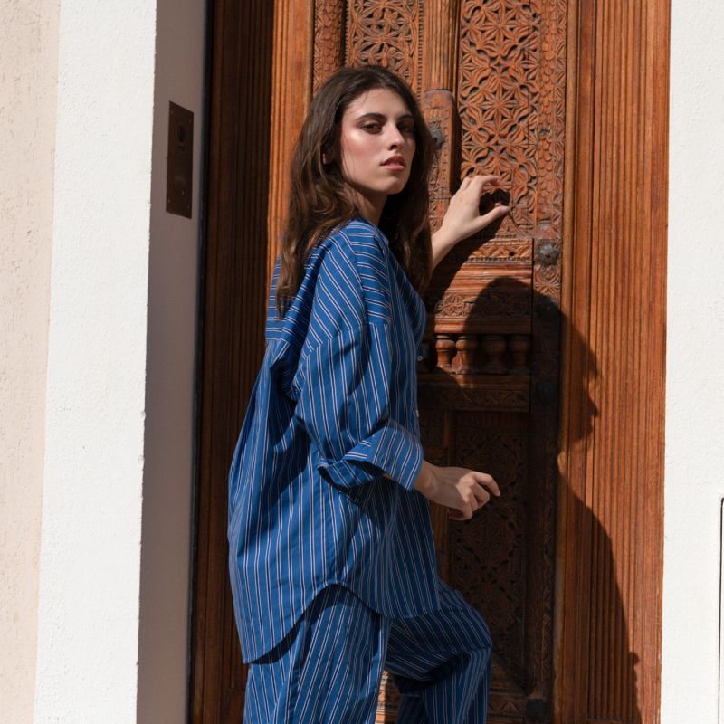 Navy Stripe Oversize Shirt image