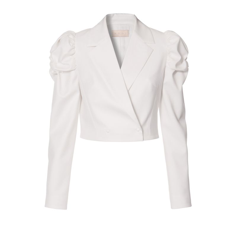 Naya Aesthetic White Short Blazer With Puffed Sleeves image