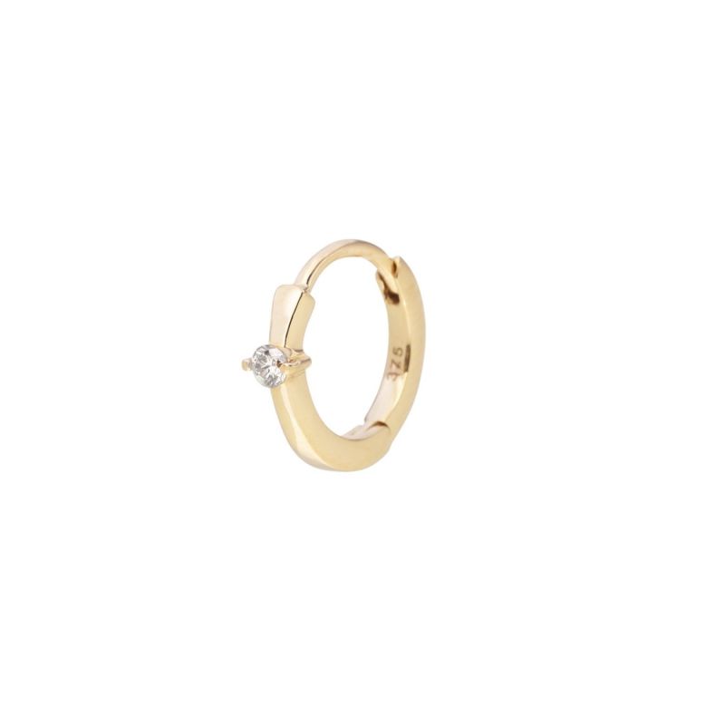 Mini Diamond Solitaire Huggie Hoop Earring 9K-Gold image