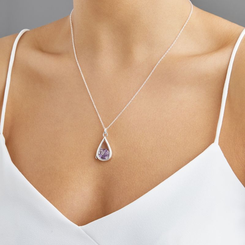 Sterling Silver Aquamarine Birthstone Teardrop Locket image