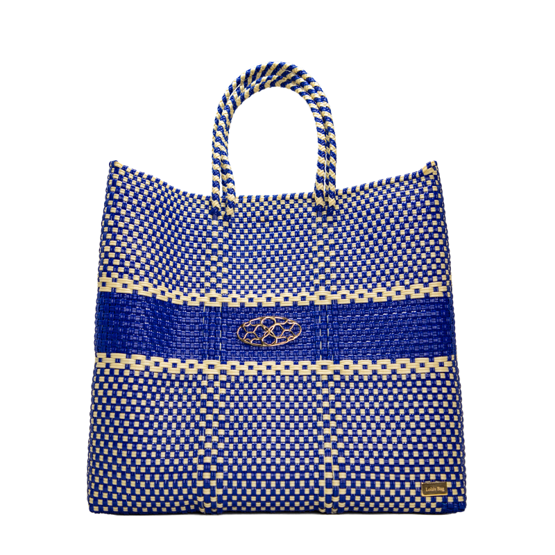 Medium Blue Beige Tote Bag image