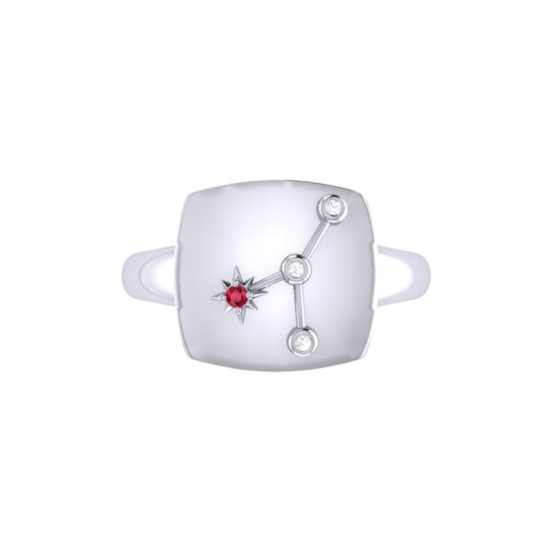 Cancer Crab Constellation Signet Ring In Sterling Silver image