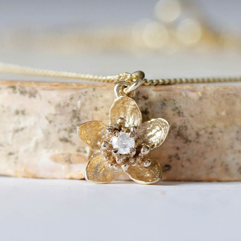 Cherry Blossom Diamond Necklace – Silver image