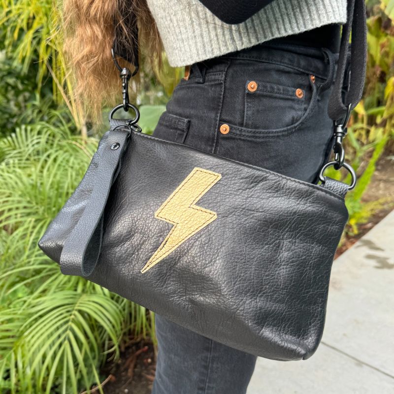 Nancy Crossbody Bag In Back With Gold Bolt image