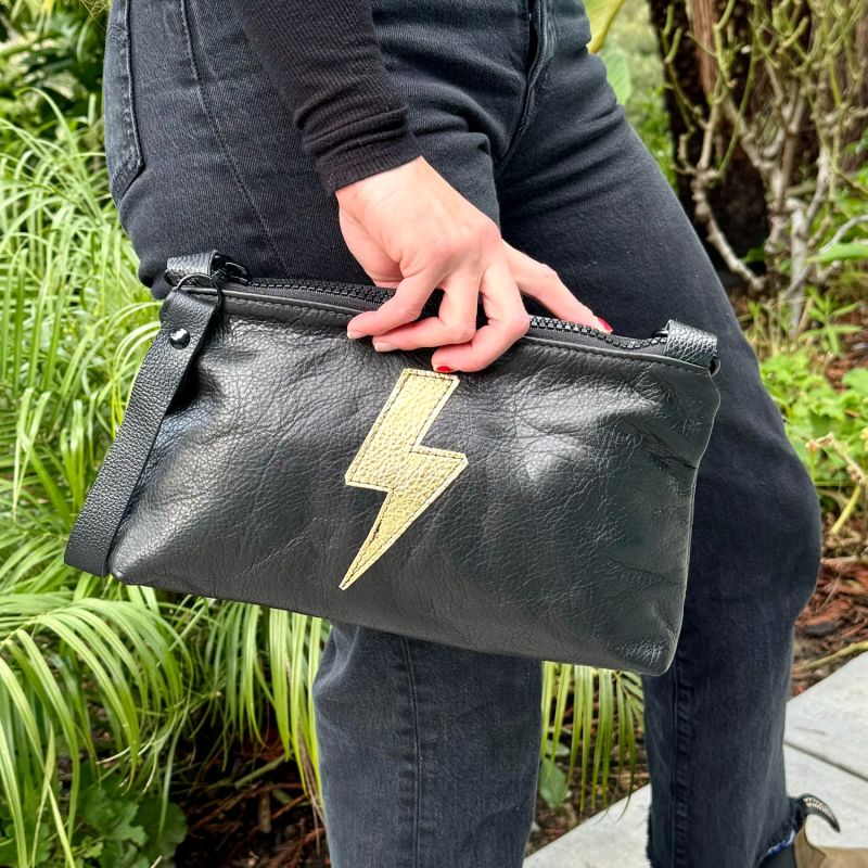 Nancy Crossbody Bag In Back With Gold Bolt image