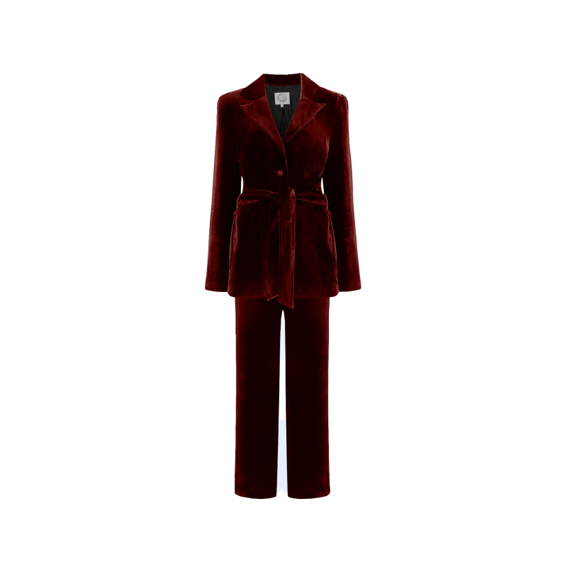 New Velvet All-Day Suit - Burgundy image