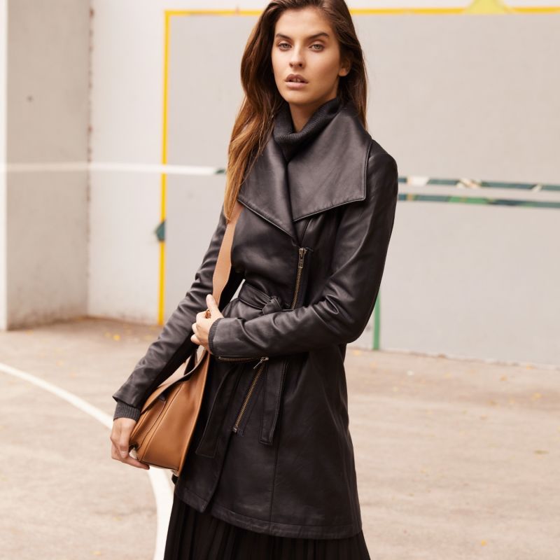 Washington Street Drape Trench Black Leather image