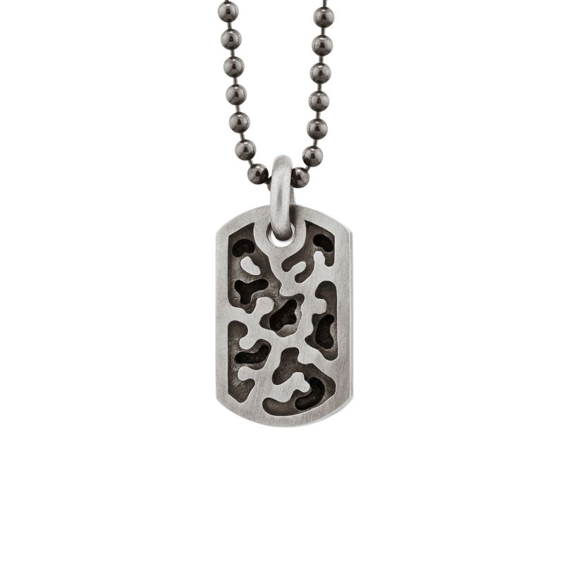 Small Camouflage Dog Tag in Sterling Silver image