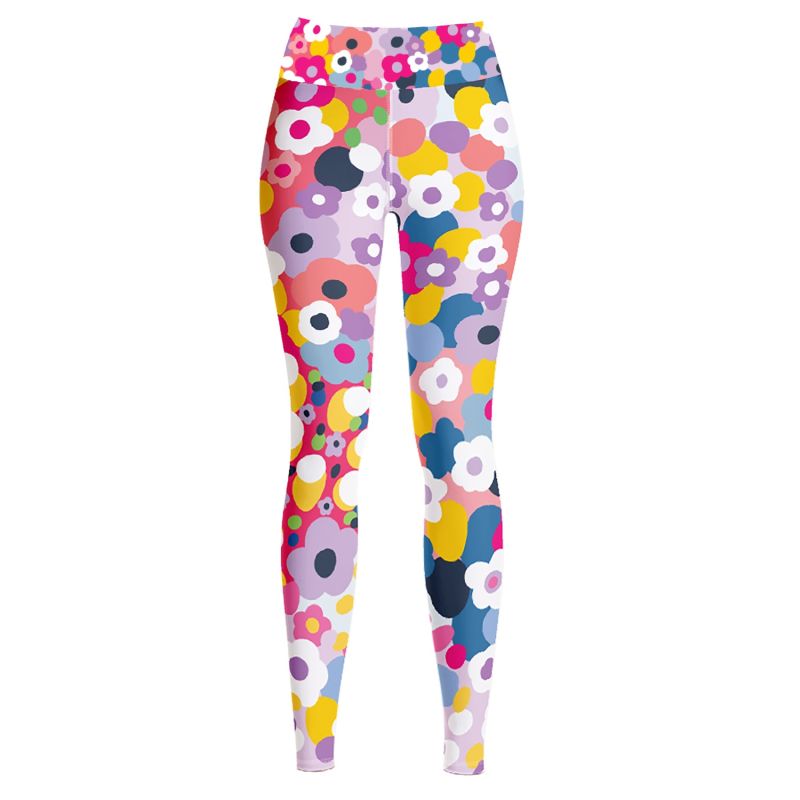 High Waist Yoga Leggings In Pink Blooms image