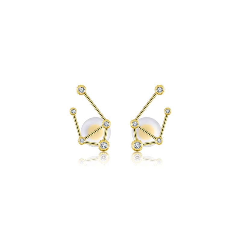 Libra Zodiac Constellation Earring 18K Yellow Gold & Diamond image