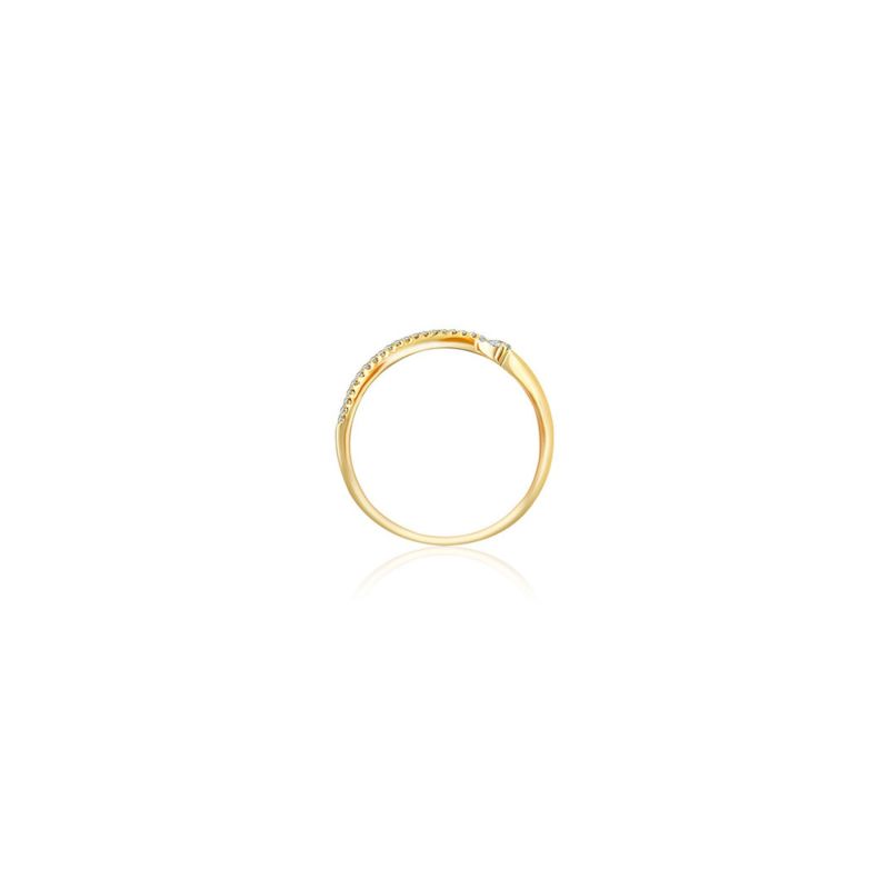 18K Yellow Gold Double Arrow Spiral Diamond Ring image