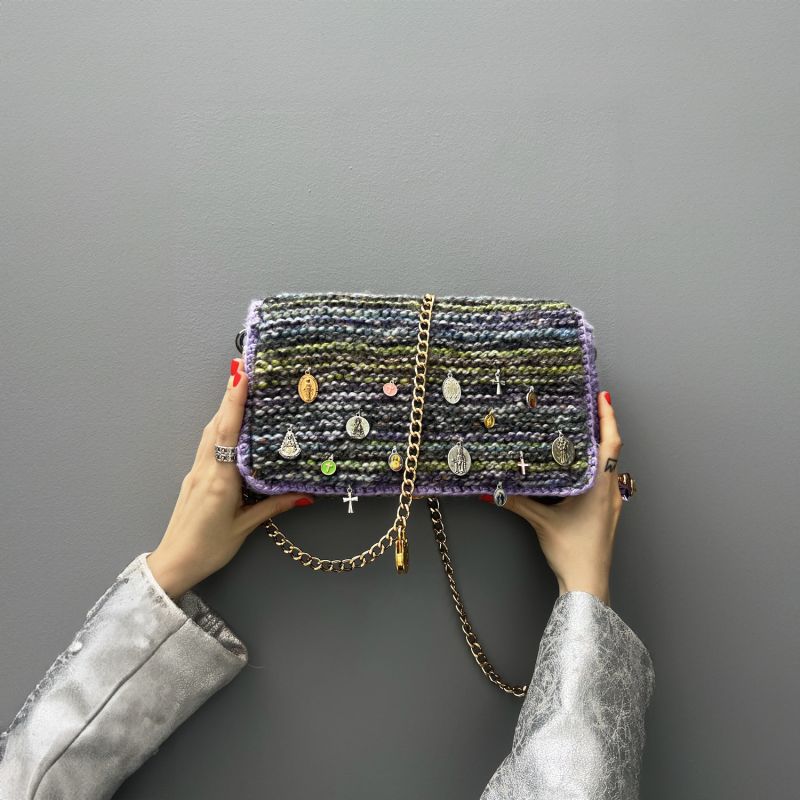 Niebla - Hand Knitted Bag With Medals - Purple image