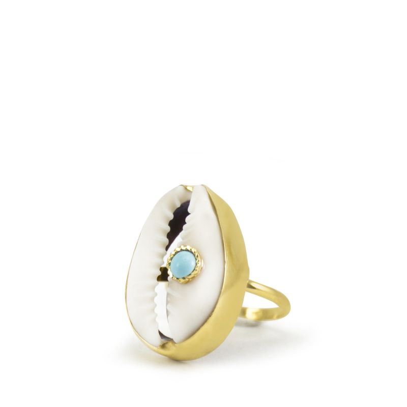 Turquoise Spot Cowry Ring image