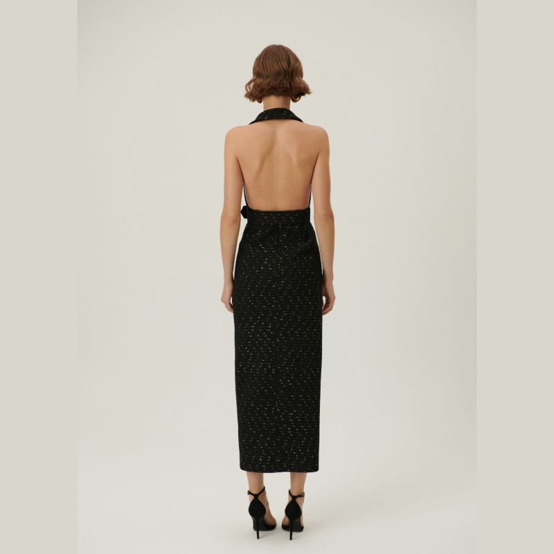 Night Glam - Black Tweed Long Dress image