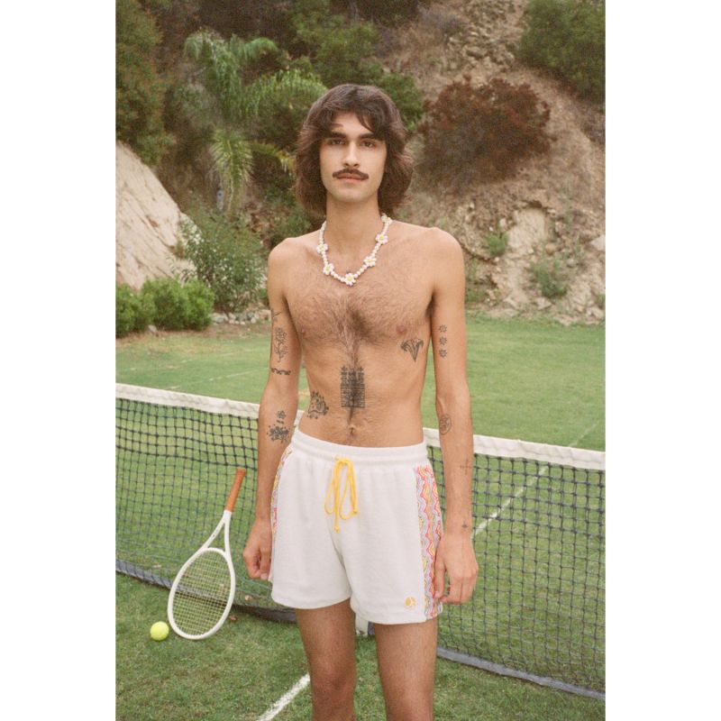 1972 Unisexy Active Shorts In White Terrycloth image