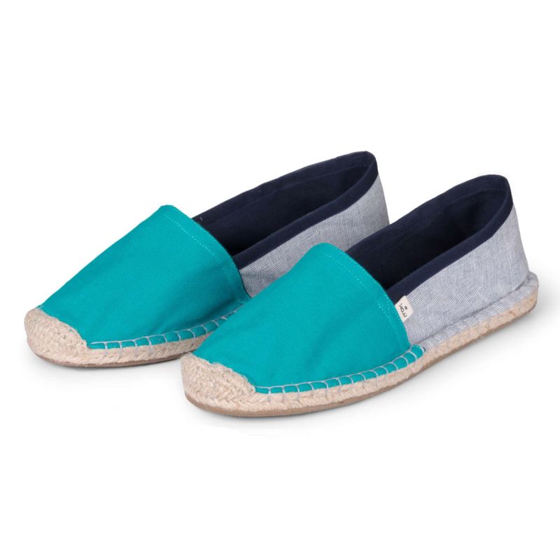 Handmade Vegan Classic Fit Espadrilles For Women In Curacao Turquoise Blue image