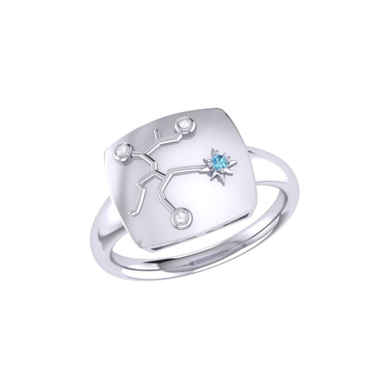 Sagittarius Archer Constellation Signet Ring In Sterling Silver image