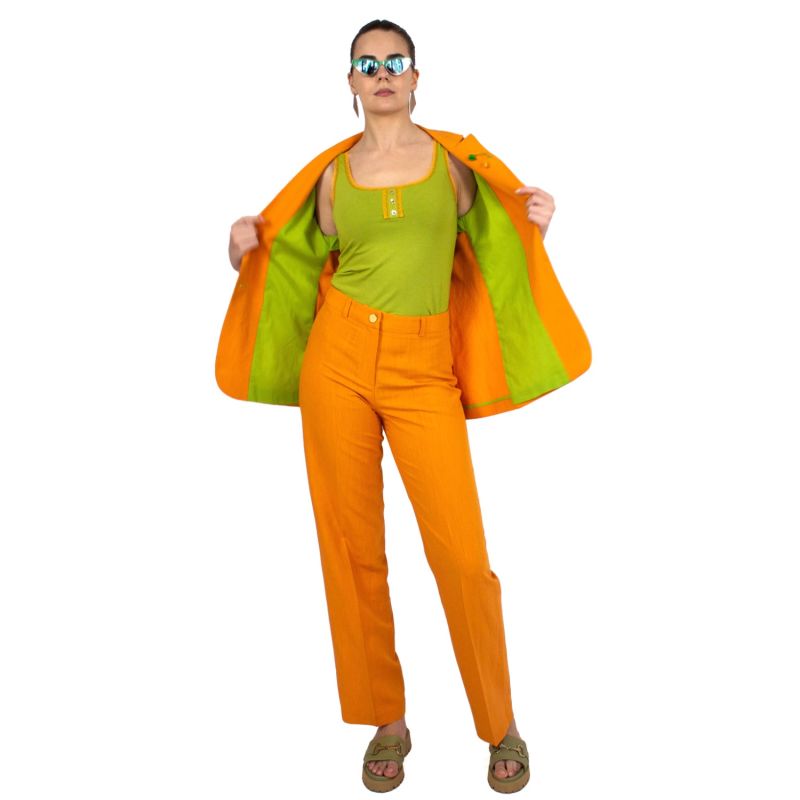 Tailored Viscose Linen Orange Blazer Jacket image