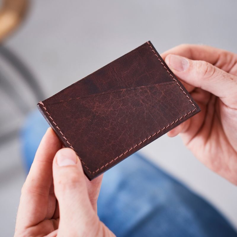 Classic Dark Brown Leather Credit Card Holder image