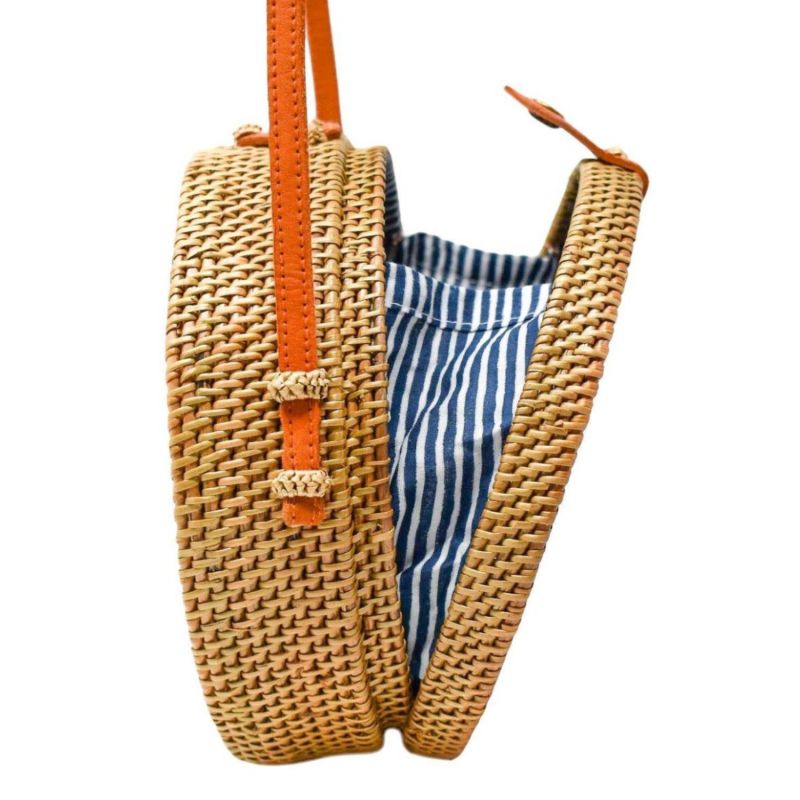 Camilla Rattan Bag - Nantucket Navy Stripe image