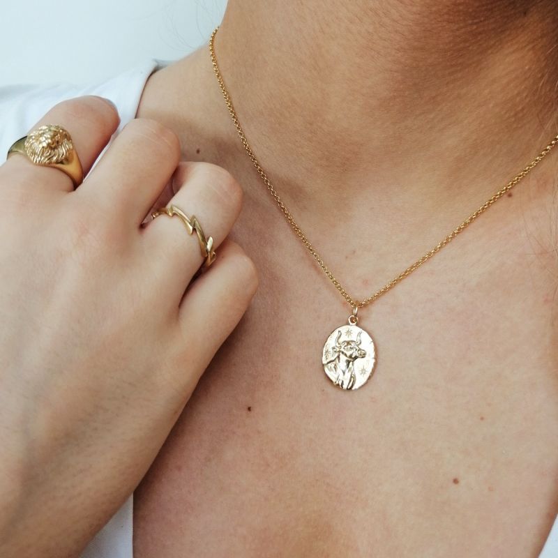 Gold Taurus Zodiac Necklace image