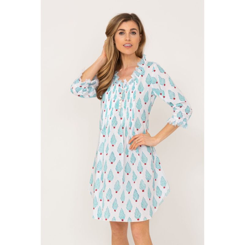 Cotton Annabel Tunic Aqua Coral image