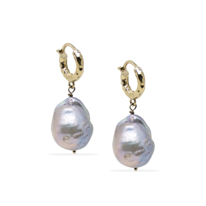 The Siren Song Pearl Huggie Earrings image