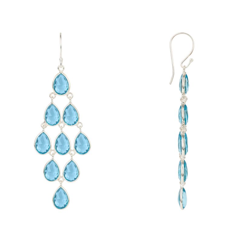 Erviola Gemstone Cascade Earrings Silver Blue Topaz Hydro image