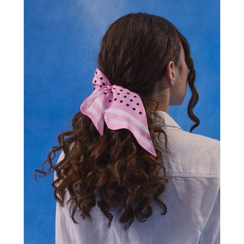 Polka Dot Silk Neck Scarf Pink image