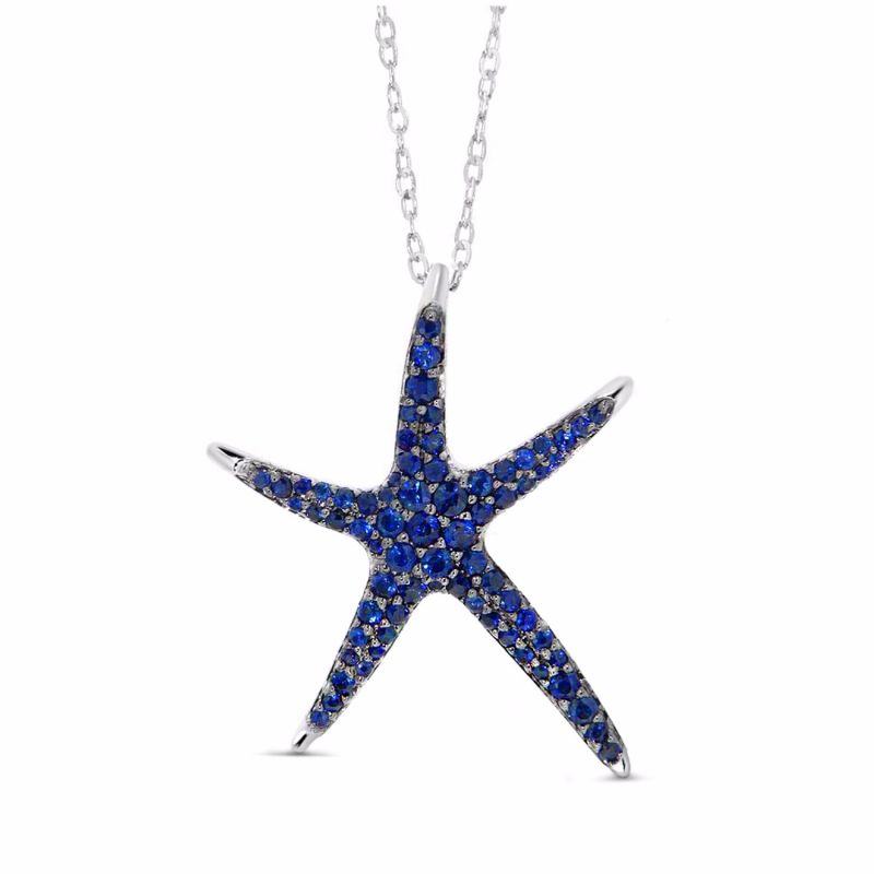 Star Fish Sapphire Necklace White Gold image