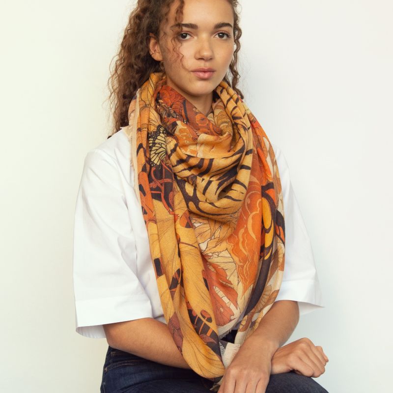 Cashmere Silk The Kyoto Street Party Scarf - Chestnut image