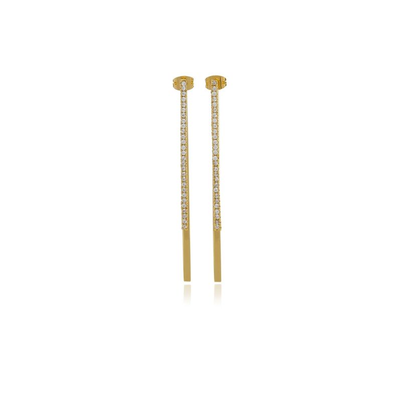 Gold Double Bar Diamond Earrings image