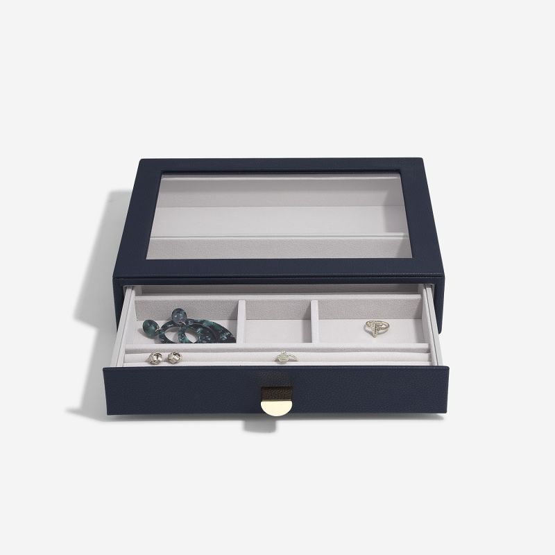 Navy Pebble Classic Jewelry Box With Drawers image